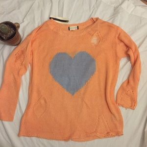 Fifty Street |Coral | Light Purple Heart Sweater💜